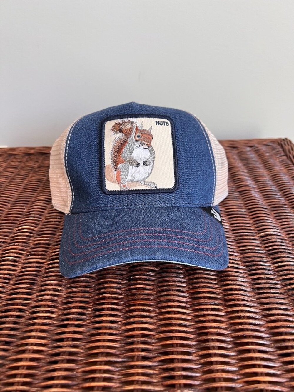 Goorin Bros The Farm “Nuts” Squirrel Trucker Hat Denim Unisex